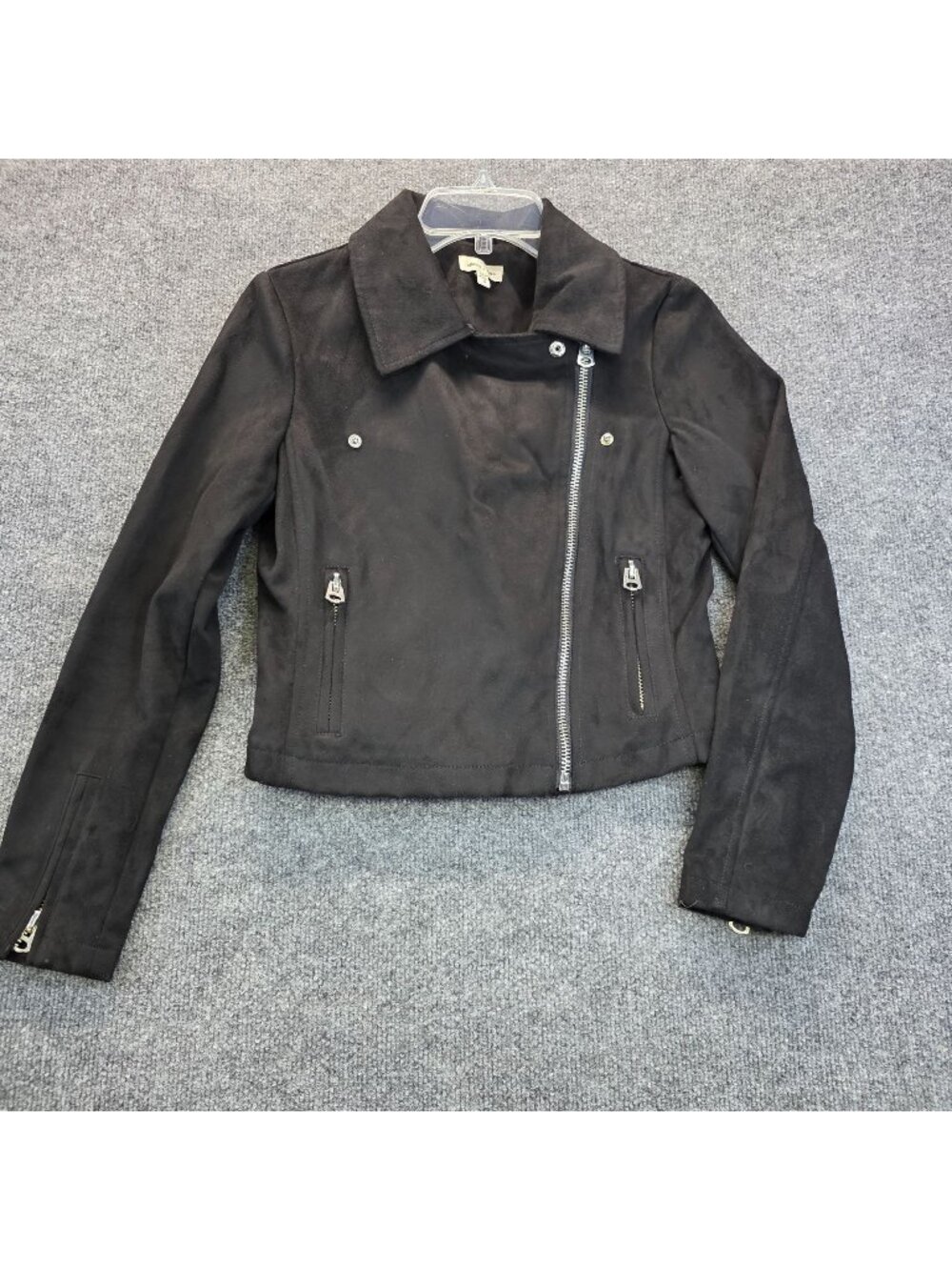 Silence + Noise Suede Moto Jacket S Black Asymmetrical Zip Grunge Bikercore Goth